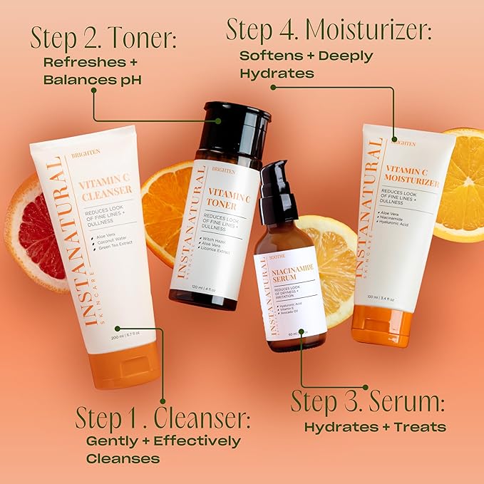 InstaNatural Niacinamide Face Serum, Hydrates, Soothes, Reduces Irritation, Redness, Lines, Wrinkles, and Other Signs of Aging, with Hyaluronic Acid and Vitamin E, 2 Fl Oz