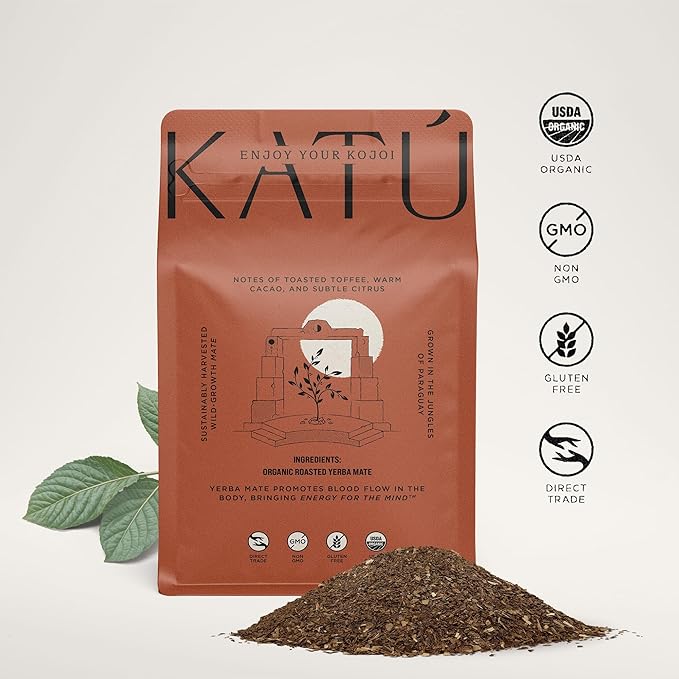 Katú Kojoi Premium Organic Yerba Mate Tea, Slow Roasted, Unsmoked, Air Dried, Loose-Leaf, Aged, Natural Energy, 8.8 oz (250g)