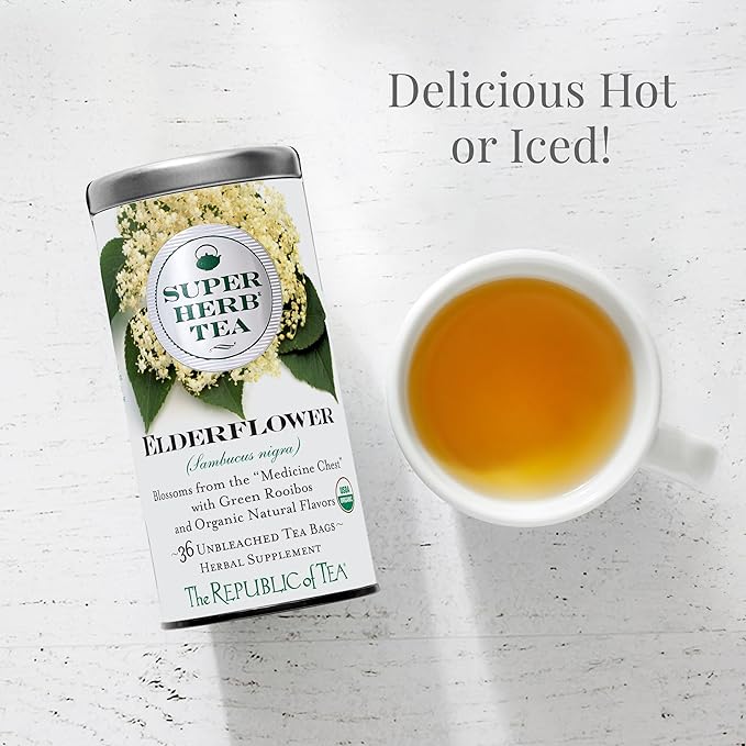 The Republic of Tea — Organic Elderflower SuperHerb Tea Tin, 36 Herbal Tea Bags, Naturally Caffeine-Free