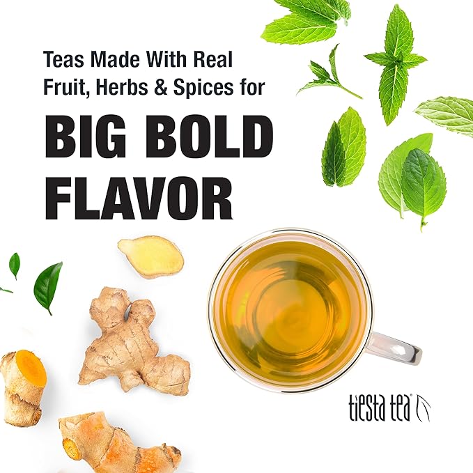 Tiesta Tea - Ginger Citrus Herbal | Loose Leaf | Lemon Ginger Tea with Mint and Chamomile | Herbal Bags Alternative | Hot or Iced | Caffeine-Free | Resealable Pouch | Brews 25 Cups - 1.2 Ounce