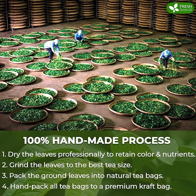 FreshDrinkUS, Premium 75 Guava Leaf Tea Bags, 100% Natural & Pure from Guava Leaves. Loose Leaf Guava Herbal Tea. Guava Leaf Tea. No Sugar, No Caffeine, No Gluten, Vegan.