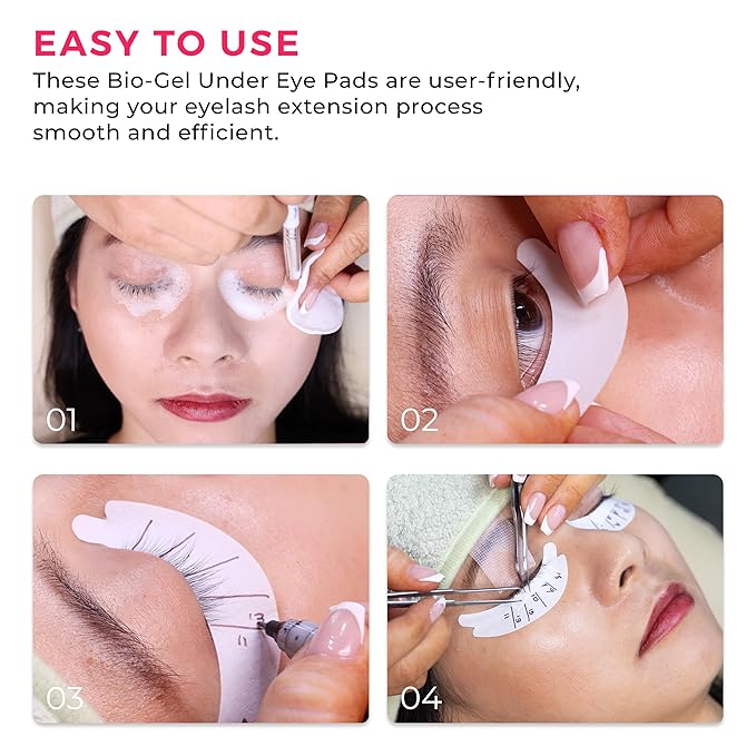LLBA Biogel Eye Pads for Lash Extensions, Soft Sticky Under Eye Patches for Sensitive Skin, Eyelash Perm Lamination, Lash Extension Remover Supplies (10 Pairs, Style 1)