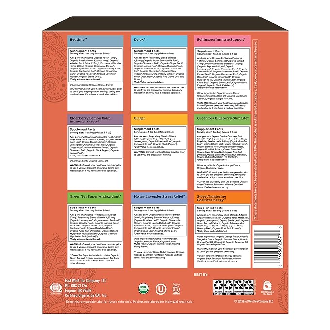 Yogi Organic Tea Sampler Gift Box - Assorted Delicious Wellness Teas - 9 Favorite Herbal, Green & Black Teas - Tea Gift Set & Variety Pack (45 Tea Bags)