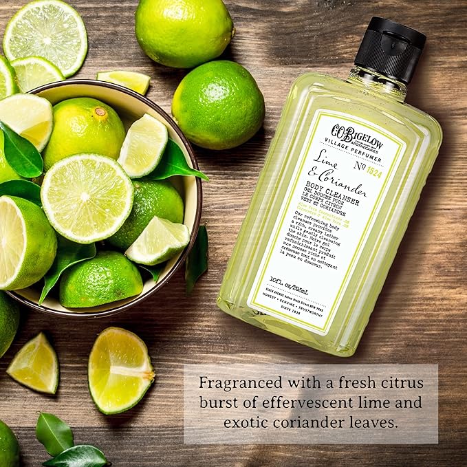 C.O. Bigelow Apothecary Duo, Lime Coriander Body Care Gift Box with Body Soap & Lotion, Gift Set of Two - Moisturizing Lotion & Liquid Body Wash for Dry Skin - 10fl oz Each