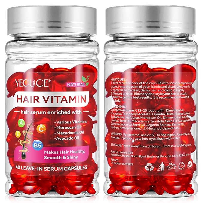 Hair Treatment Serum,Hair Capsules for Hair Growth and Moisturizing with Vitamin A C E Pro B5, Conditioner for Women & Men 40P