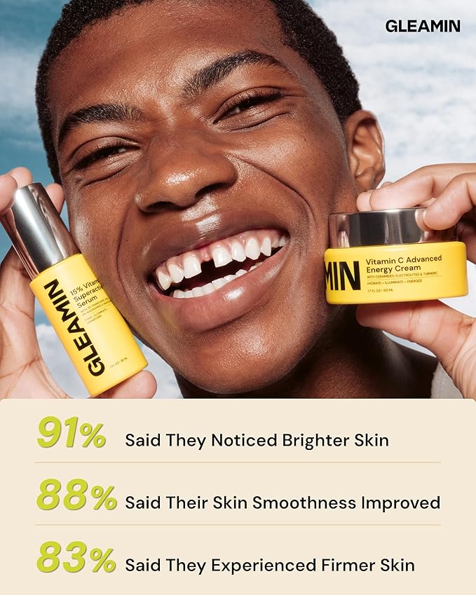 Gleamin Brightening Skincare Bundle – Mask, Serum, Cleanser, Moisturizer & Oil for Dark Spots, Uneven Tone, and Glowing Skin – Complete Vitamin C Skincare Routine