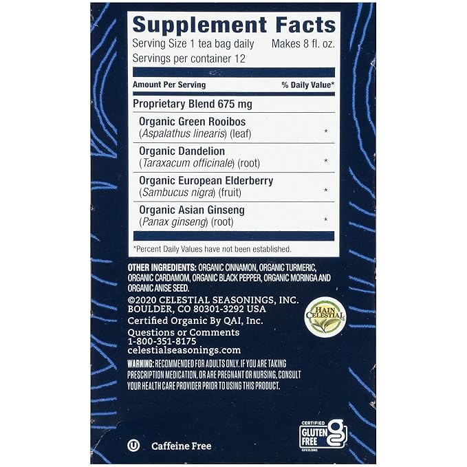 Celestial Seasonings TeaWell Herbal Tea, Daily Wellness, Organic Turmeric Spice, 12 Count (Packaging May Vary) (Pack of 2)