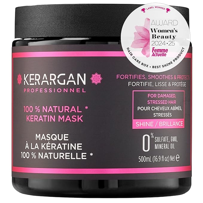 KERARGAN - Ultra Repairing Hair Mask with Keratin for Damaged and Stressed Hair - Strengthens, smooths, and protects - Sulfate-Free, GMO-Free, Mineral Oil-Free - 16.9 fl oz