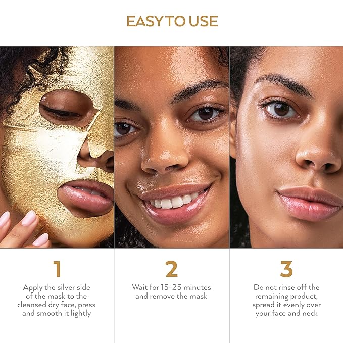 Korean Collagen Face Mask 4 pack - 24K Gold Face Mask Skin Care - Premium Alternative to Korean Sheet Masks - Deep Collagen Mask For Face, Skin - Hydrating Face Masks Skincare - Korean Face Mask Set