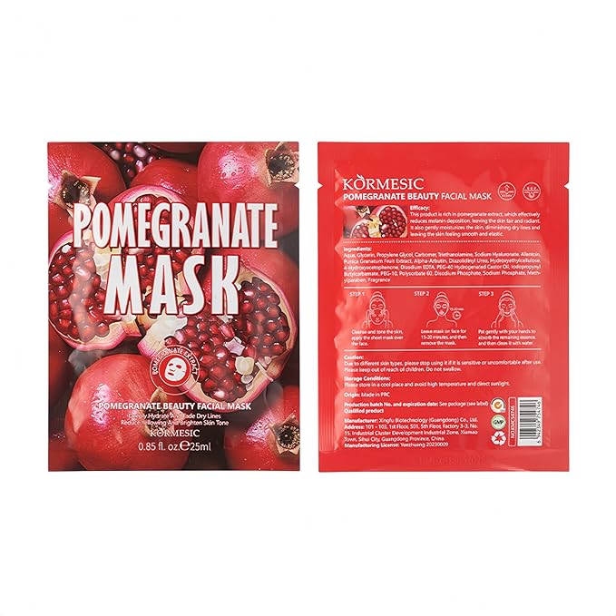 Facial mask Moisturizing face Mask Deep Hydration, Improves Dry Skin, Sheet Mask, 10pcs Sheet Mask Hydrating & Soothing Skin Care Pomegranate and Aloe Vera Beauty Facial Mask (10PCS, A+P)