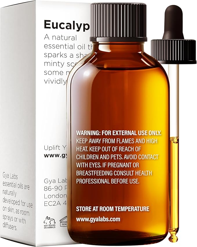 Gya Labs Eucalyptus Essential Oil for Diffuser - Huge 4 Fl Oz - 100% Pure Natural Eucalyptus Oil for Skin, Humidifier - Fresh, Cooling Scent for Aromatherapy & Candle Making