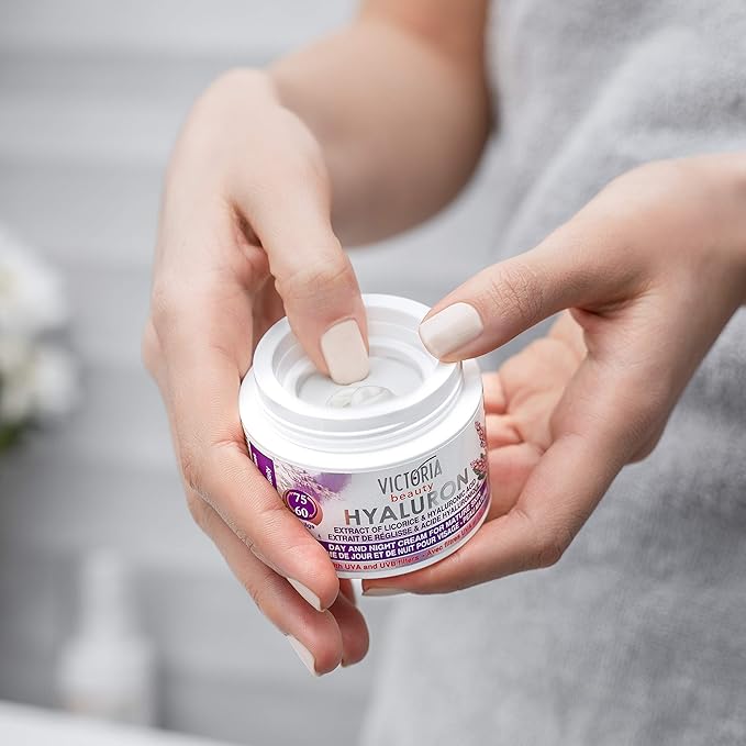 Hyaluron Anti-Wrinkle Cream with Licorice Extract - for Mature Skin (Age 60+) - Intensive Natural Cream for Day & Night With UV Filters