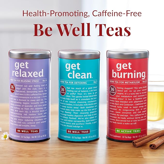 The Republic of Tea — Organic Get Throat Aid Herb Tea Tin, 36 Tea Bags, Naturally Caffeine Free Be Well Tea