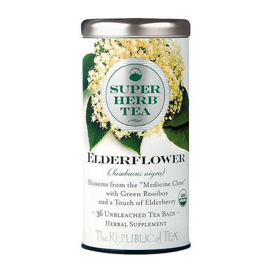 The Republic of Tea — Organic Elderflower SuperHerb Tea Tin, 36 Herbal Tea Bags, Naturally Caffeine-Free