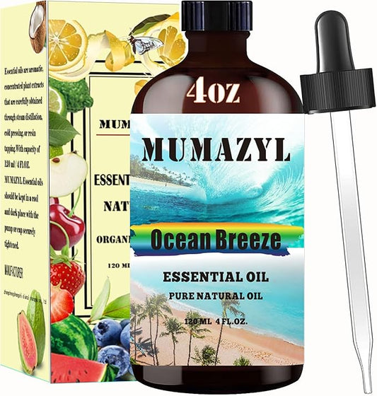 Ocean Breeze Essential Oil, Ocean Breeze Oil 4 Fl Oz 120ML for Diffuser Humidifier Yoga Cleaning DIY Candle Soap Making Fragrance Oils
