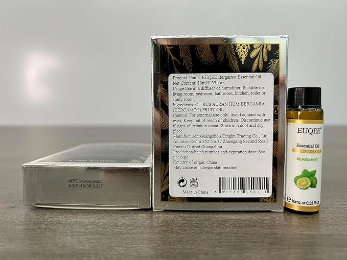 Bergamot Essential Oil Pure Bergamot Oil with Glass Dropper for Diffusers, Humidifier, Candle Making, DIY Soap (10 ml / 0.33 oz)