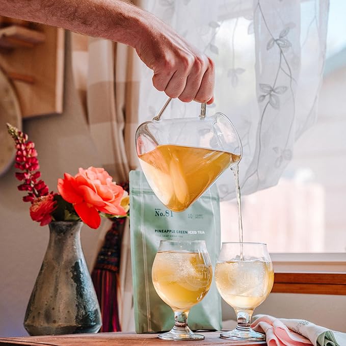 Smith Teamaker Pineapple Green Iced Tea No. 81, Refreshing, Caffeinated, Sustainably Grown, Full Leaf Green Iced Tea, 10 Count, 1 Quart Sachets