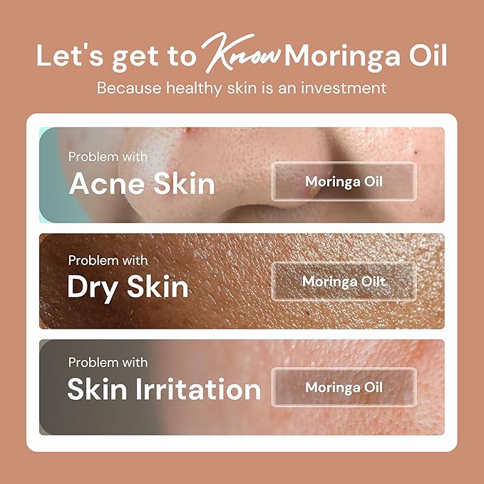 Best Nature's Cosmetics Moringa Oil (Organic, Undiluted, Cold Pressed, Unrefined) – Natural Moisturizer for Dry and Damaged Skin and Hair 2 fl oz / 60ml