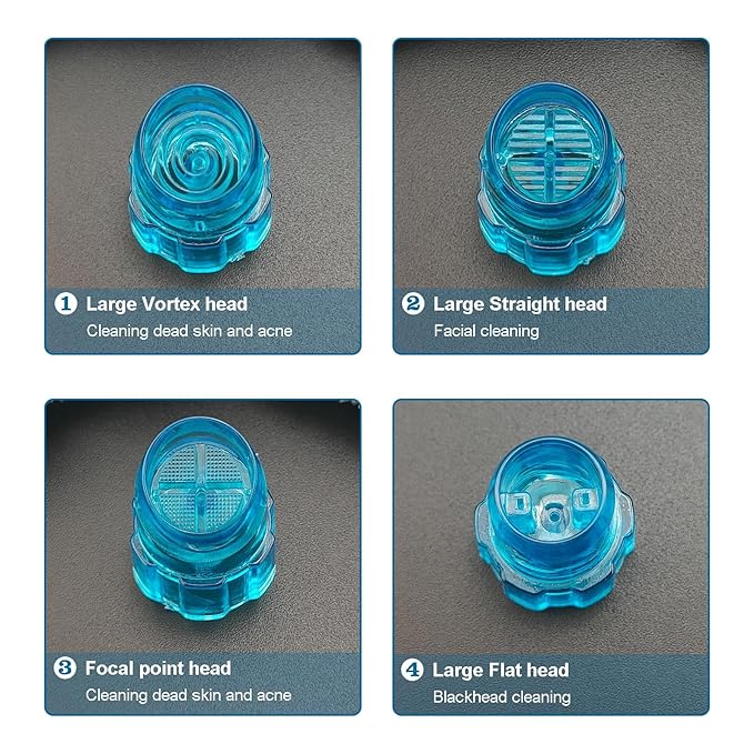 Elitzia Plastic Hydro Dermabrasion Microderma Heads Hydro Facial Aqua Peel Tips Water Peeling Caps Facial Care Skin Cleaning Tool Beauty Machine Replacement Spare Parts 8pcs Per Set （Capri Blue）