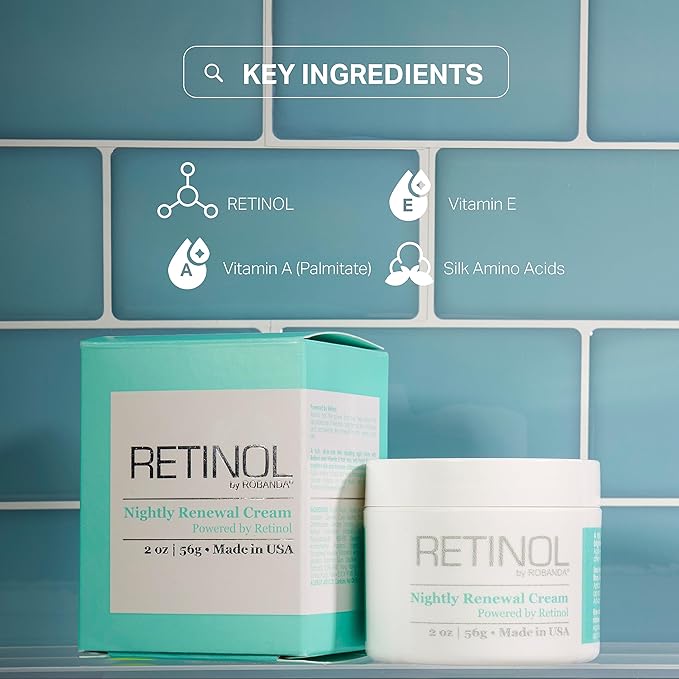Retinol Nightly Renewal Cream │ All in One Age Repairing Night Cream Targets Wrinkles and Fine Lines