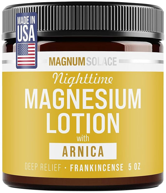 Nighttime Magnesium Lotion with Arnica – Soothing Relief & Relaxation, Highly Concentrated Magnesium for Muscles & Joints – Apply to Legs or Feet Before Bed – Skin-Friendly