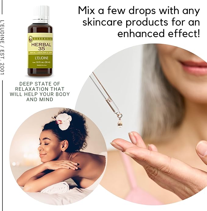 L'eudine Herbal 35 Essential Oil, Soothing and Calming Eucalyptus Essential Oil, Powerful Blend of up 35 Essential Oils for Aromatherapy & Wellness Support - 1fl oz