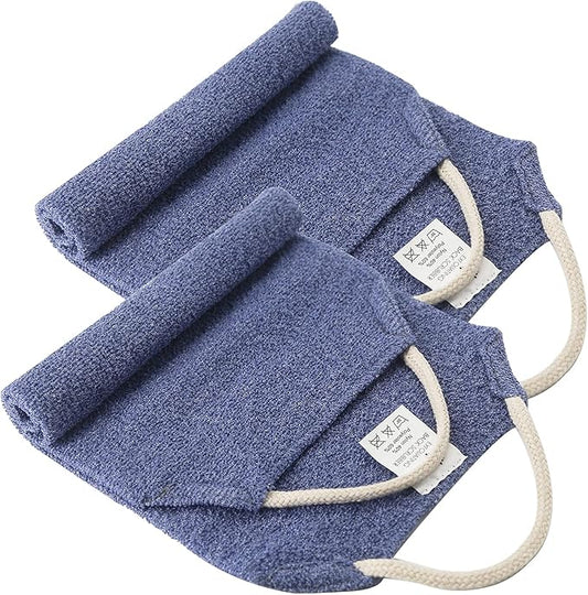 Evridwear Exfoliating Back Scrubber with Handles Two Sides for Body Shower Deep Cleans Skin Massages Invigorating Blood Circulation Men Women One Size (2 Pack Blue)