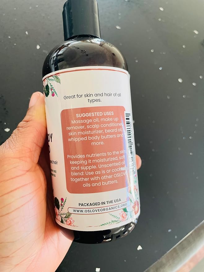 Organic Face and Body Oil Unique blend of 12 virgin organic carrier oils | Use as is or for making lotions, body butters, serums, soaps-12 oz (12)