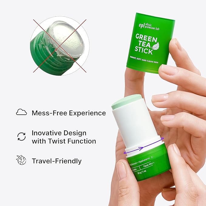 Green Tea Mask Stick - Pore Cleaner Green Stick - Prevents Blackheads - Moisturizing Clay Deep Cleanse - Facial Masks Women Skin Care - 2 Pack