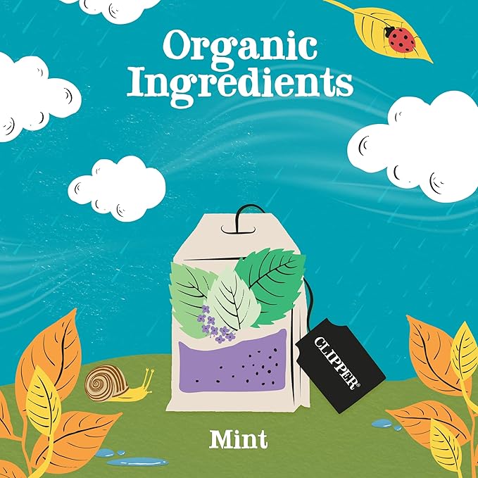 Clipper Tea Mint Herbal Teabags – Caffeine Free, USDA Organic, Great Hot or Iced – Refreshing, Natural, Fair & Delicious – 20 Tea Bags