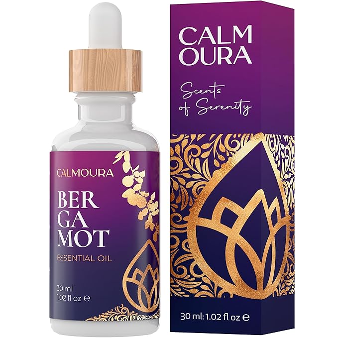 Premium Organic Bergamot Essential Oil (1 OZ) — Undiluted Organic Bergamot Oil for Diffuser Aromatherapy and Hair & Skin Care