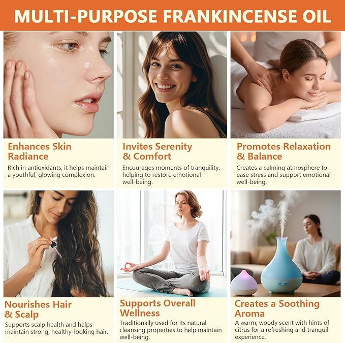 Premium Frankincense Essential Oil – 100% Pure & Natural, Therapeutic Grade for Skin, Face & Aromatherapy | Best Frankincense Oil for Face, Wrinkles & Scars | Deeply Nourishing