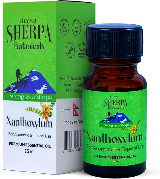 Sherpa Botanicals Xanthoxylum Premium Essential Oil - 100% Pure & Natural Oils - Ideal for Diffuser Blends, Aromatherapy, Home Fragrance - Unique Blend, Invigorating Scent - Vegan, Paraben-Free, 15mL