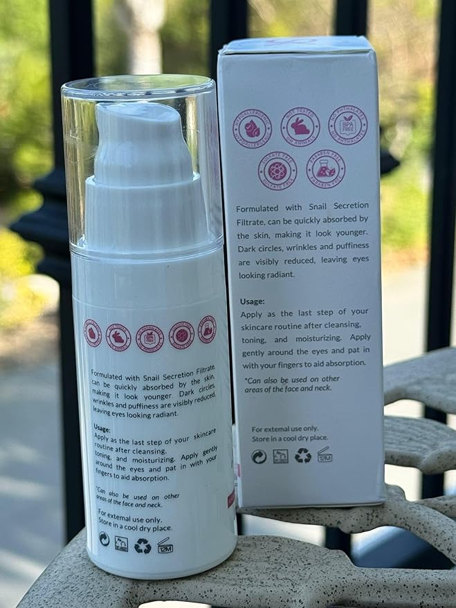 Snail Peptide Eye Cream with 73.7% Snail Mucin and Niacinamide- Brightening Korean Night Cream for Fine Lines and Dark Circles, 30ml / 1 FL Oz