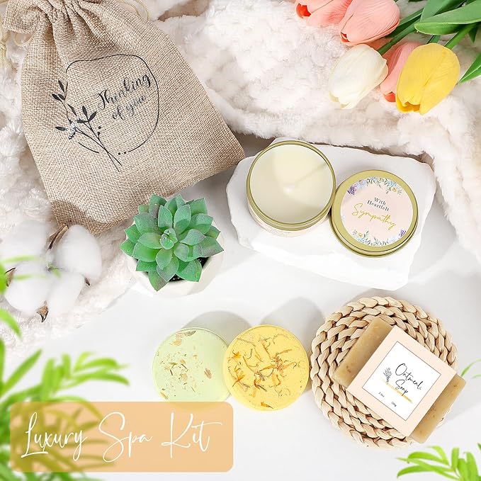 Sympathy Gift Baskets for Women, Care Package for Grieving Friend, Sorry for Your Loss Gift Basket, Get Well Soon Gift Basket for Sick Friends After Surgery Feel Better Gifts Thinking of You Gift