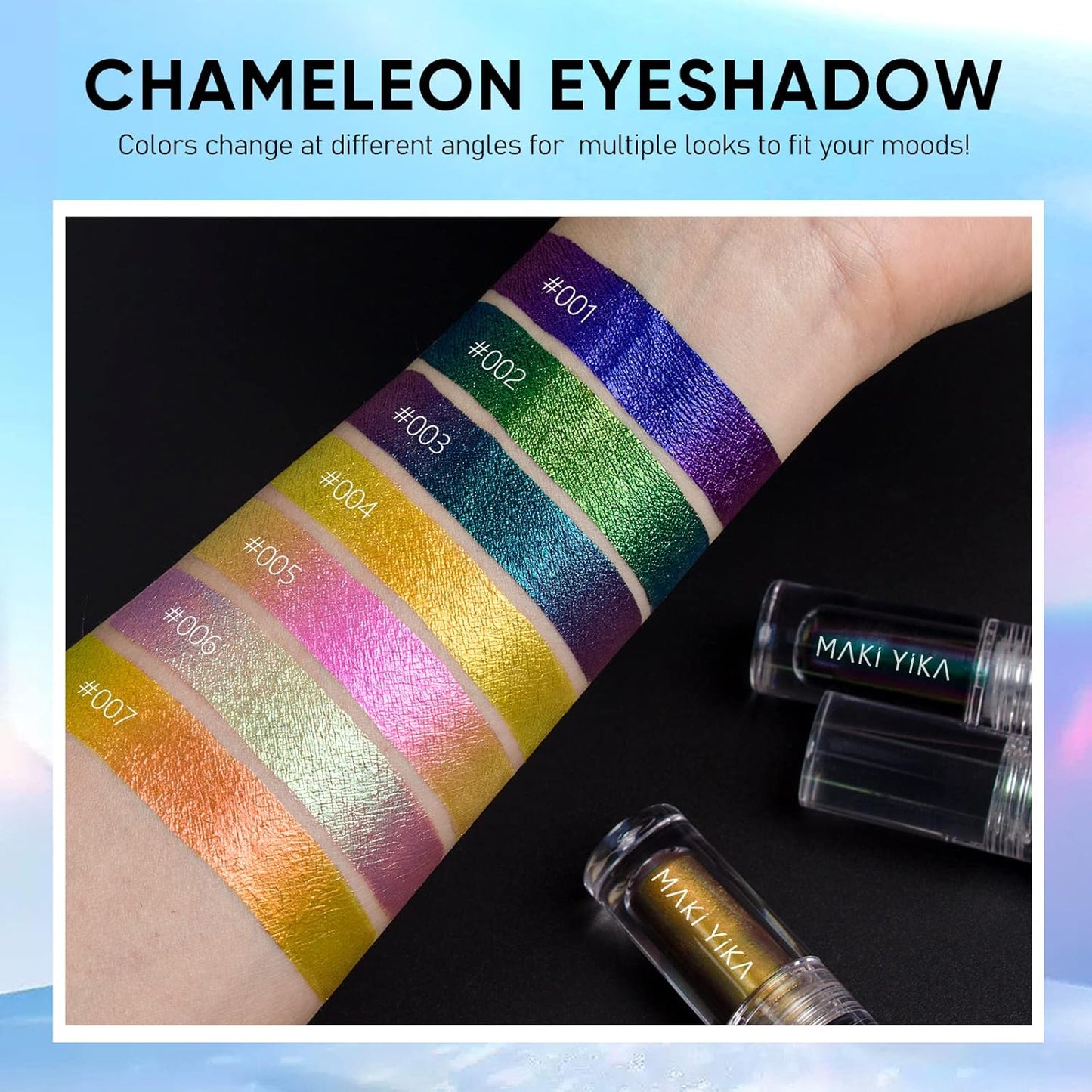 MAKI YIKA Glitter Eyeshadow Gold Liquid Multichrome Eyeshadows Long Lasting, Metallic Chameleon Eye Shadow Smudgeproof Holographic Eye Topper Glitters (#9 Ember)