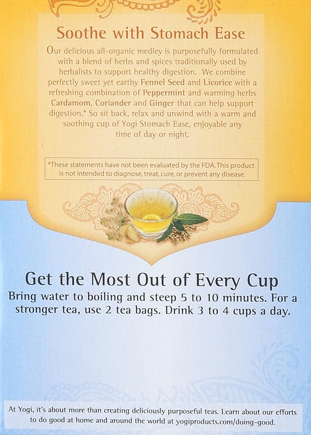Yogi Tea Stomach Ease, Herbal Supplement, Tea Bags, 16 ct
