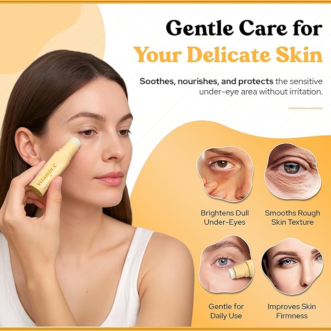 BellaBLISS Vitamin C Eye Balm Stick – Lightweight Under Eye Cream for Puffiness, Dark Circles & Wrinkles – Made in Korea – 0.35 oz / 10 g – Pack of 1