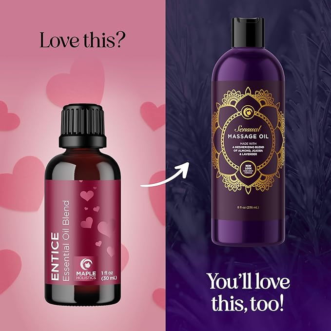 Entice Essential Oil Blend for Diffuser - Passionate Blend of Aromatherapy Oils for Couples with Lavender Palmarosa Clary Sage and Ylang-Ylang Essential Oil - Ignite The Romance Essential Oils Blend