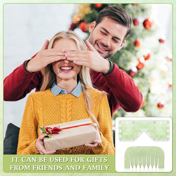 Jade Eye Mask and Jade Comb Set Includes Weighted Eye Mask to Eliminate Wrinkles Puffiness Headache and Migraine Relief Handheld Natural Jade Massage Comb for Head Caring Therapy