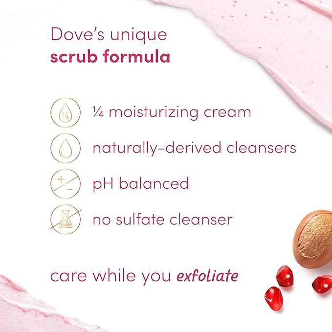 Dove Pomegranate& Shea Butter Body Scrub Exfoliates and Deeply Nourishes for Smooth, Radiant Skin 15oz