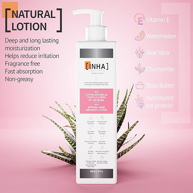INHA NATURAL HAND AND BODY LOTION | Deep and Long Lasting Moisturization | Helps Reduce Irritation | Non-Greasy | Fast Absorption | Fragrance Free | Sensitive-Dry-Normal Skin | UV Protection | 300 ml