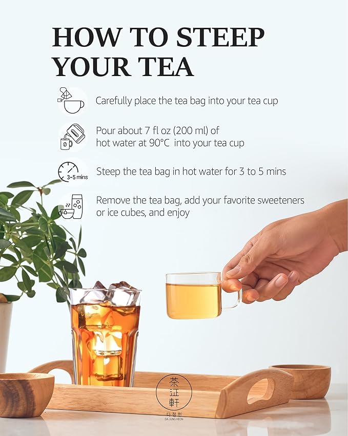 DAJUNGHEON Black Bean Tea (1.0oz)1.5g x 20 Tea Bags, Premium Authentic Korean Herbal Tea Hot Cold Caffeine-Free Crafted Pure Dried source Roasted Traditional Oriental Sweet Savory Soothing Refreshing well-being Daily Drinks