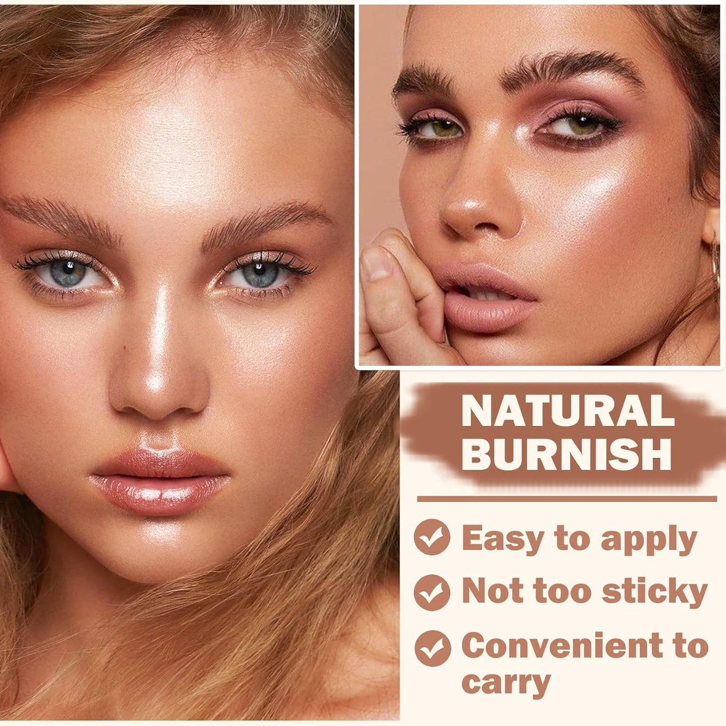 CAHIUYOA 2 Color Cream Contour Stick,Cream Bronzer Highlighter Makeup Stick,Velvet Texture Soft and Smooth Long Lasting Waterproof Contour Stick for Women Girls - Deep