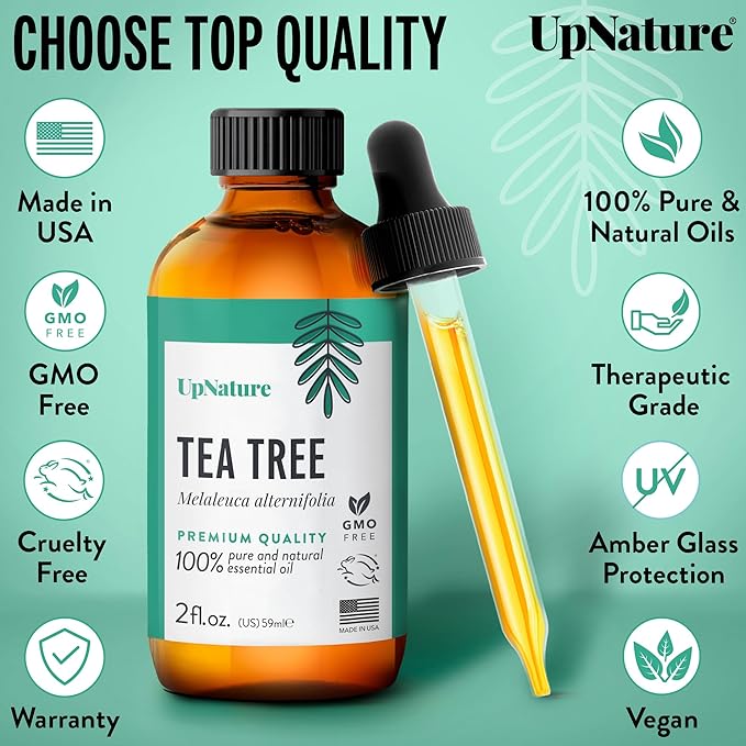 UpNature Tea Tree Oil - 100% Natural Tea Tree Essential Oil for Skin, Hair & Nails, 2oz