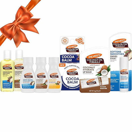 Palmer's Coconut Oil, Shea Butter, Cocoa Butter Formula Mini Easter Basket Stuffers (8 Piece bundle) - Moisturizing Body Oil, Body Lotion, Cocoa Balm, Swivel Stick & Lip Balm, Hydrating Skin Care