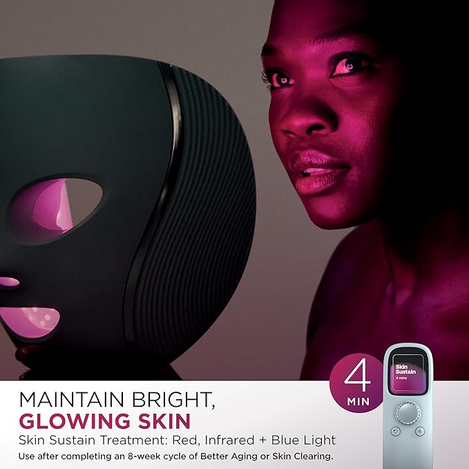 Shark CryoGlow LED Face Mask (FSA/HSA Eligible*) with Under-Eye Cooling, Anti-Ageing & Blemish Repair, Red & Blue LED, Infrared Light Therapy, USB-C, Remote Control, Storage Bag, Blue Frost, FW312