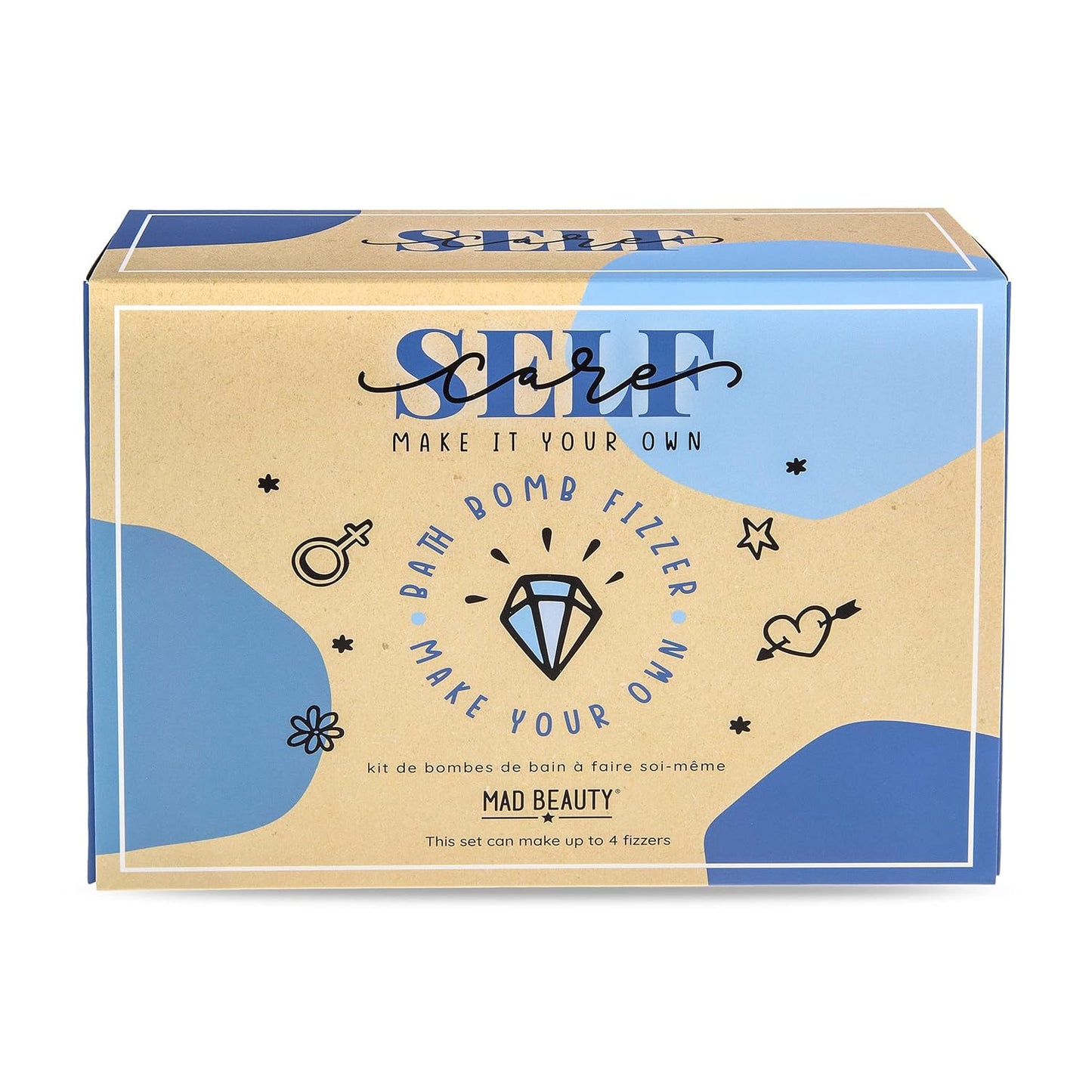 MAD BEAUTY Make It Your Own Bath Bomb Set (Up to 4 Bath Bombs), Self-Care DIY Kit, Floral Fragrance Oil, Dried Flowers, Reusable Molds, & Instructions