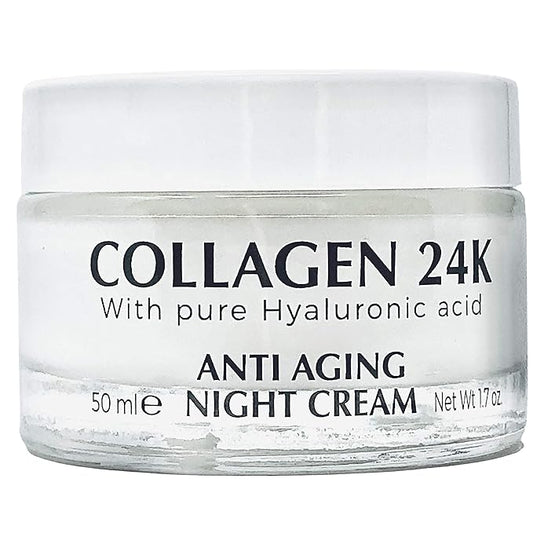 Delfanti-Milano • COLLAGEN 24K • Anti-Aging Night Cream • Face and Neck Moisturizer with pure Hyaluronic Acid • Made in Italy