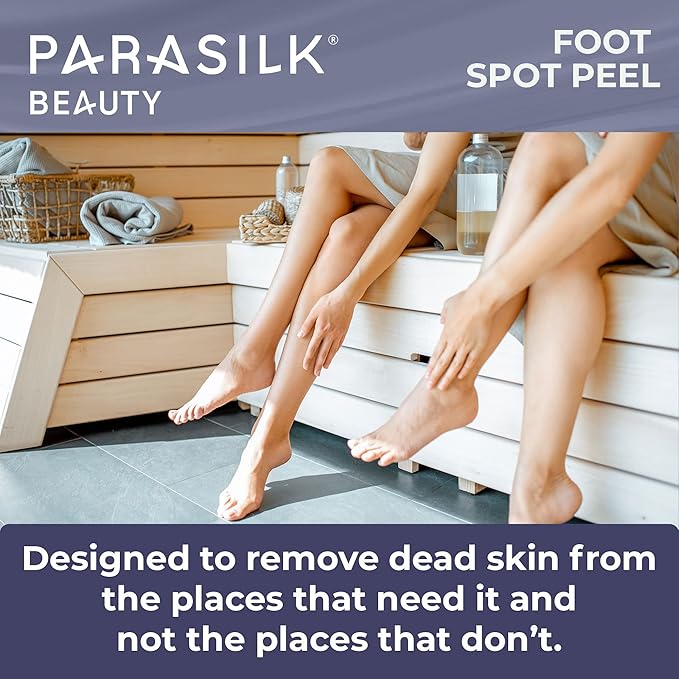 Parasilk Exfoliating Foot Spot Peel– 2 Gel Sponge Applicators & 2 Pairs of Exfoliation Booties. Targeted Repair for Rough, Dry Skin, Cracked Heels and Feet